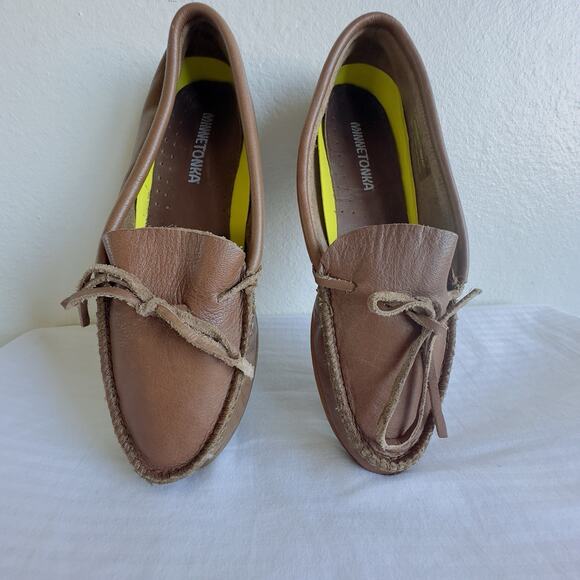 Minnetonka Brown Leather Loafers Moccasins Women’s 10 Slip-On Driving Shoes - Picture 2 of 13
